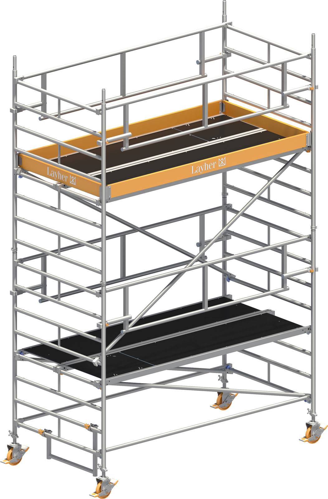 Layher Rollgerüst Uni Breit P2 Safety Plus mit Doppelgeländer 5,20m AH-0