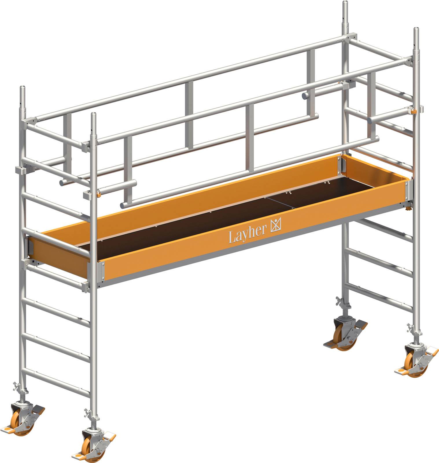 Layher Rollgerüst Uni Standard P2 Safety Plus mit Doppelgeländer 3,20m AH-0