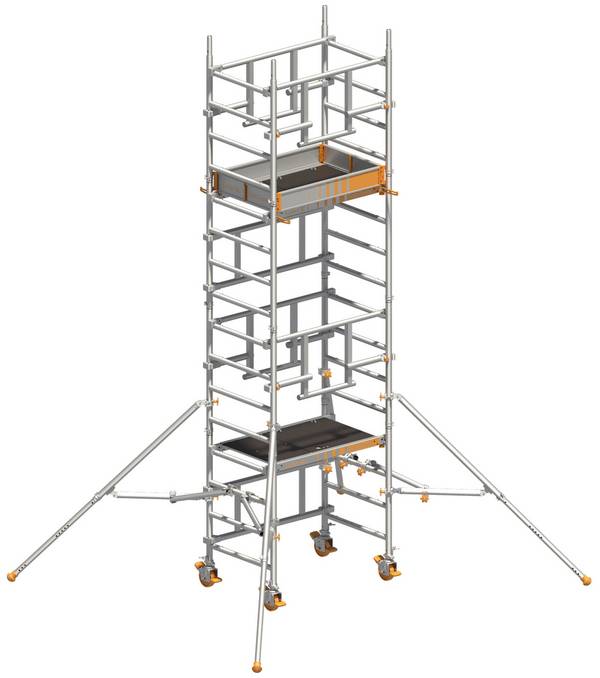Layher Rollgerüst Solotower mit dem Sicherheitsaufbau P2 Safety Plus 5,15m AH