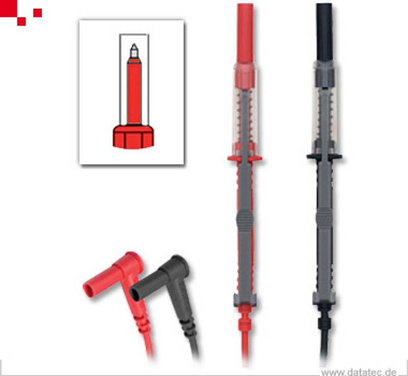 Chauvin Arnoux P01295463Z | Messleitungen für Spannungsprüfer, IP2X Winkelstecker, mit Prüfspitzen, 1,5m-0