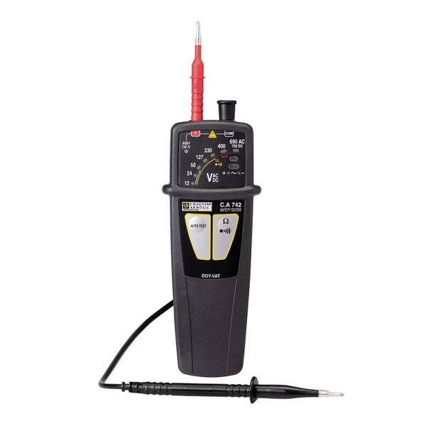 Chauvin Arnoux P01191742Z | CA742 Spannungsprüfer, Frequenzmesser, Durchgang CAT IV 600V, IP65, Prüfspitzen D=2mm