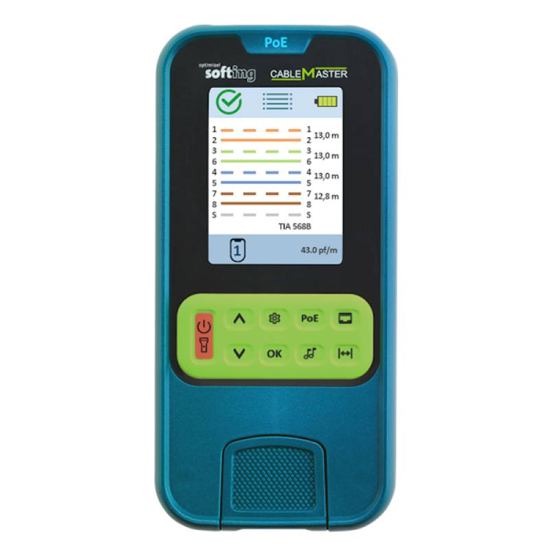 Softing 226102 | CableMaster PoE, handlicher Verdrahtungstester mit Farbdisplay und PoE Diagnose bis 90 W-0