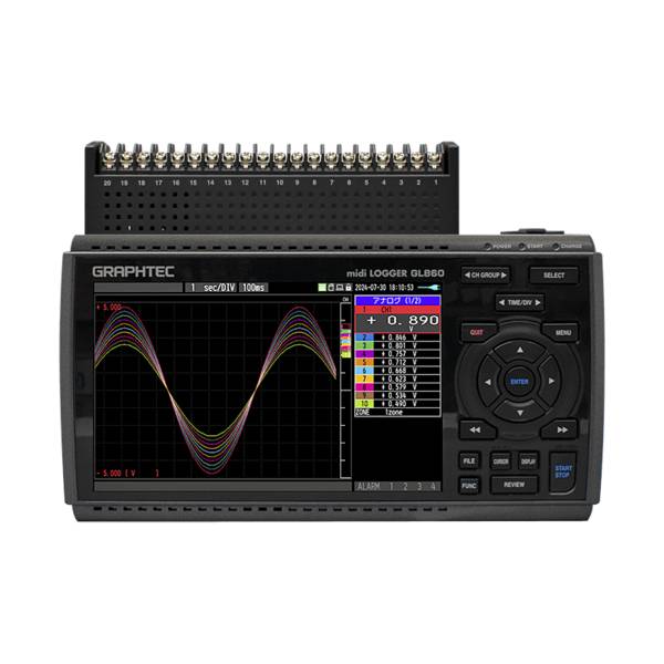 Graphtec GL860-EU-565 | Datenlogger, 20 Kanäle für Spannung (20 mV - 100 V), Temperatur & Luftfeuchte, höhere