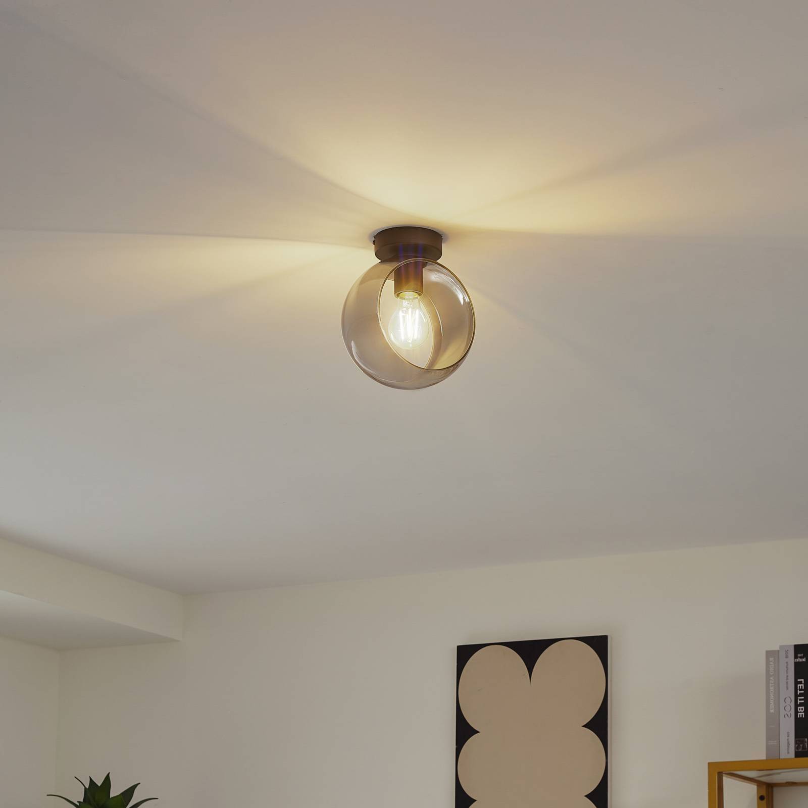 Lindby Deckenlampe 'Roton' in schwarz aus Glas-2