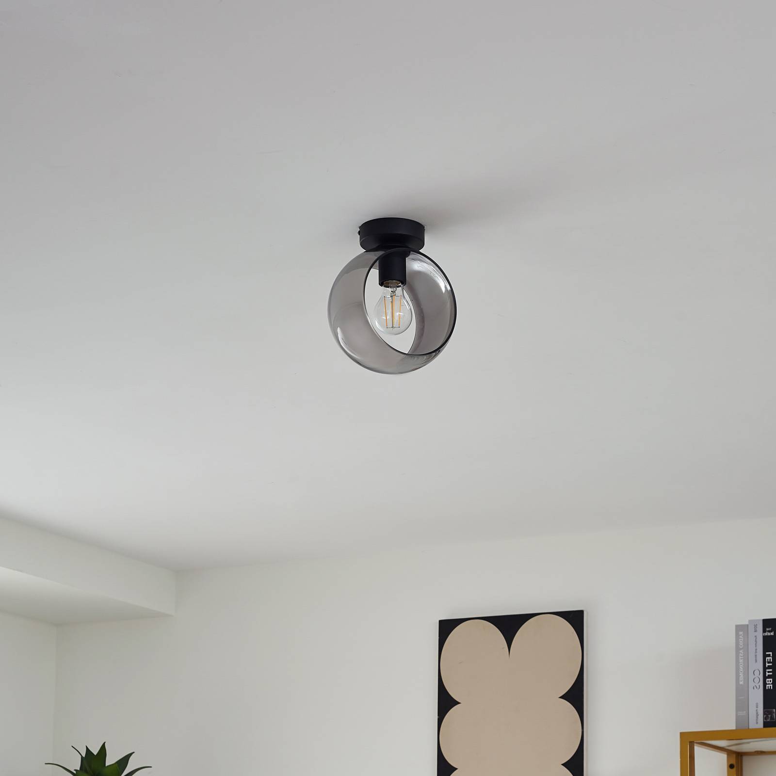 Lindby Deckenlampe 'Roton' in schwarz aus Glas-3