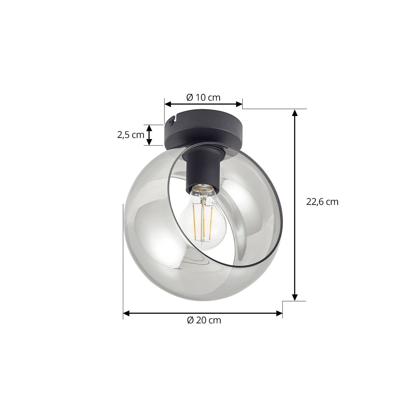 Lindby Deckenlampe 'Roton' in schwarz aus Glas-4