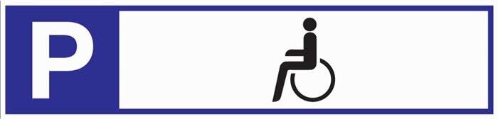 Schild Parkplatzreservierer Behindertenparkplatz, Alu, 460x110 mm-1