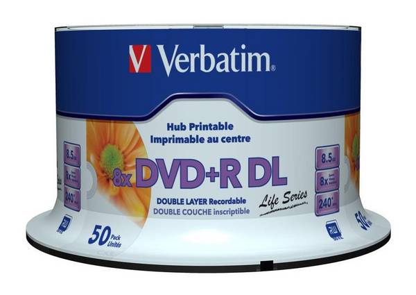 Verbatim 50 x DVD+R DL - 8.5 GB (240 Min.) 8x - bedruckbare Oberfläche - Spindel