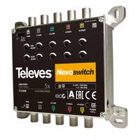 Televes 714508, 5 Eingänge, 5 Ausgänge, 950 - 2400 MHz, 47 - 862 MHz, 0 - 15 dB, IP20-0