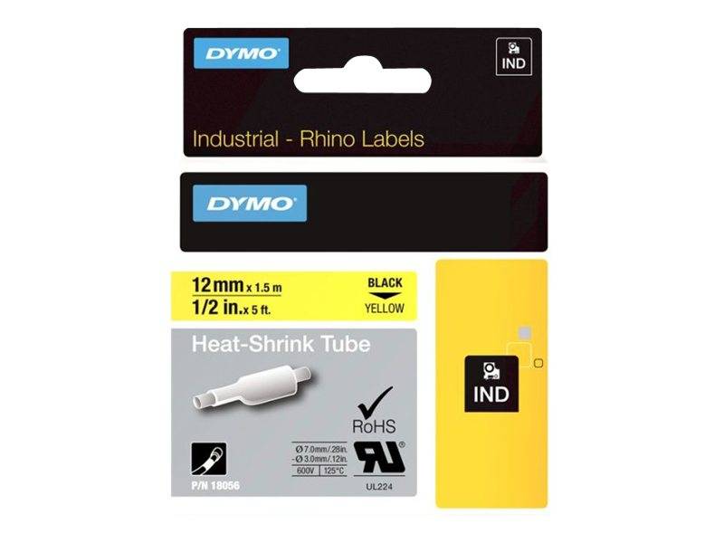 DYMO RhinoPRO Heat shrink tubing - Polyolefin - Schwarz auf Gelb - Rolle (1,3 cm x 1,5 m)-0