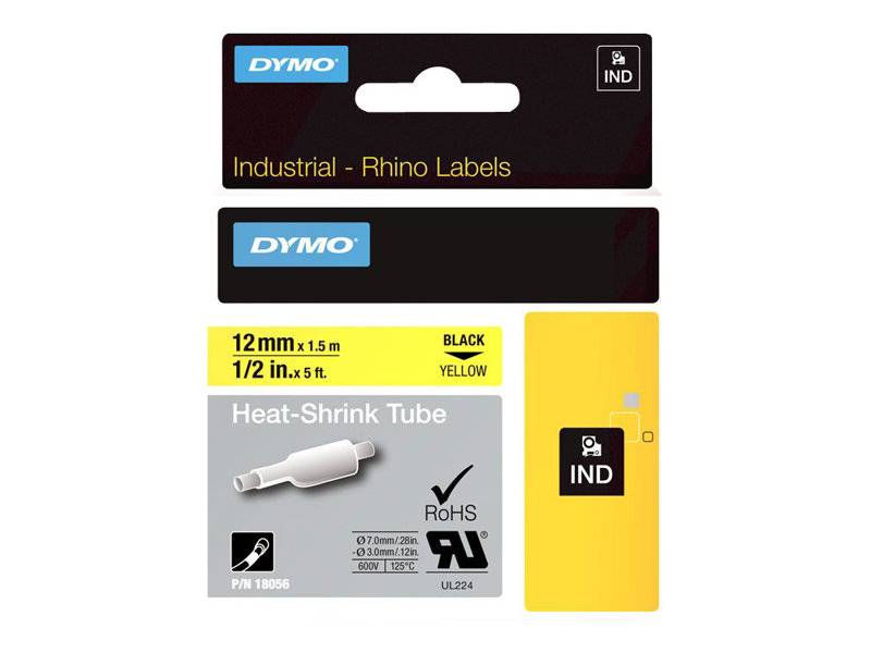 DYMO RhinoPRO Heat shrink tubing - Polyolefin - Schwarz auf Gelb - Rolle (1,3 cm x 1,5 m)-1