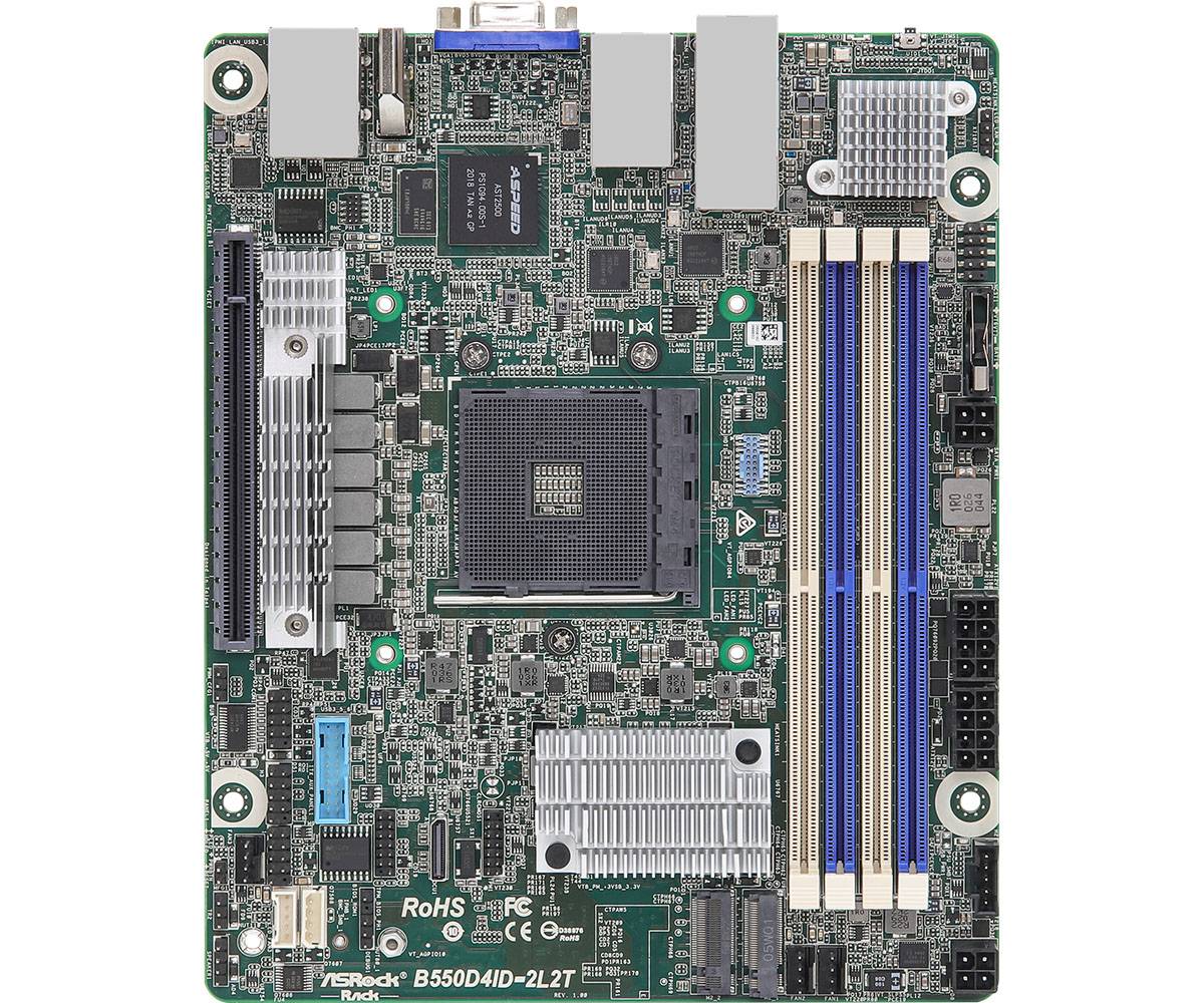 ASROCK - B550D4ID-2L2T Motherboard AMD B550 Sockel AM4 mini ITX - Mainboard - AMD Sockel AM4 (Ryzen)-1
