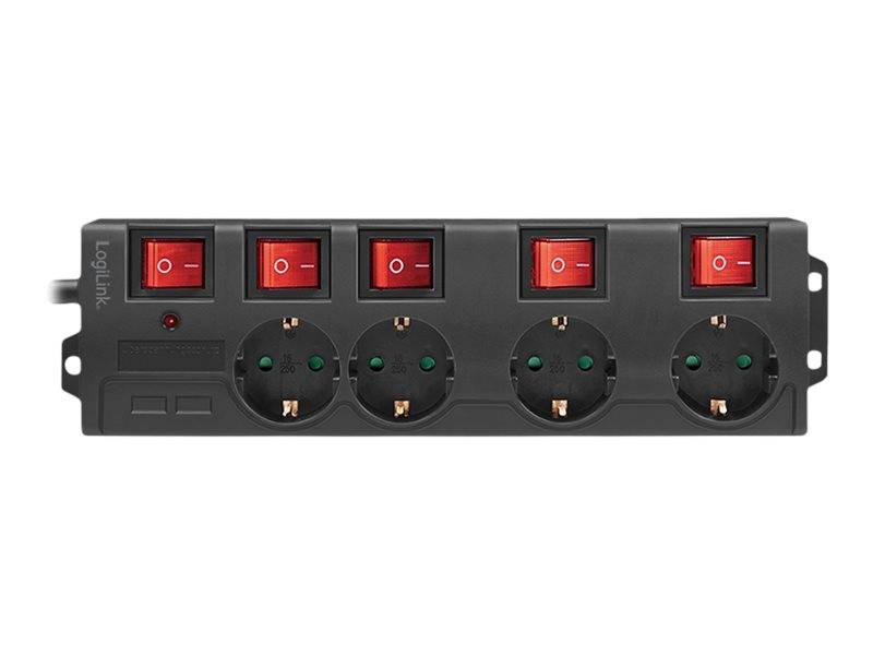 LogiLink - Steckdosenleiste - Wechselstrom 250 V - 3680 Watt - Ausgangsanschlüsse: 4 (4 x CEE 7/3)-1