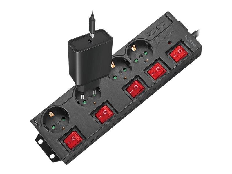LogiLink - Steckdosenleiste - Wechselstrom 250 V - 3680 Watt - Ausgangsanschlüsse: 4 (4 x CEE 7/3)-2