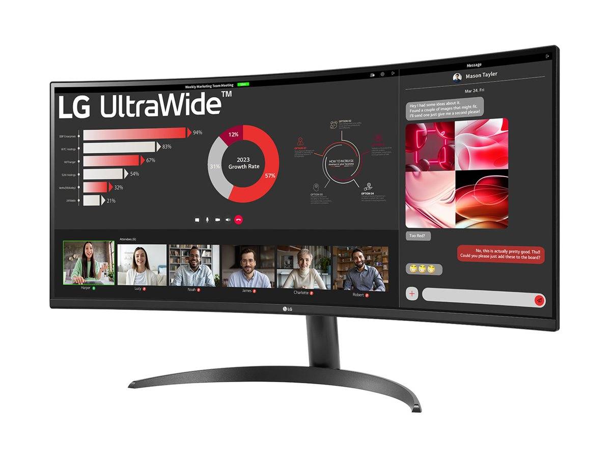 LG UltraWide 34WR50QK-B LED-Monitor Curved 86,42 cm 34 Zoll 3440 x 1440 WQHD @ 100 Hz VA 300 cd/m² 3000:1 HDR10 5 ms-4