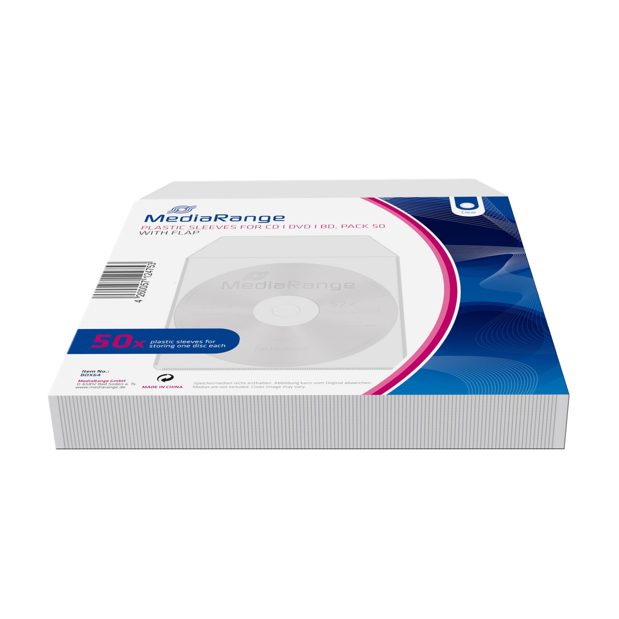 MediaRange - CD-/DVD-Hülle - Kapazität: 2 CD/DVD - durchsichtig (Packung mit 50)-3