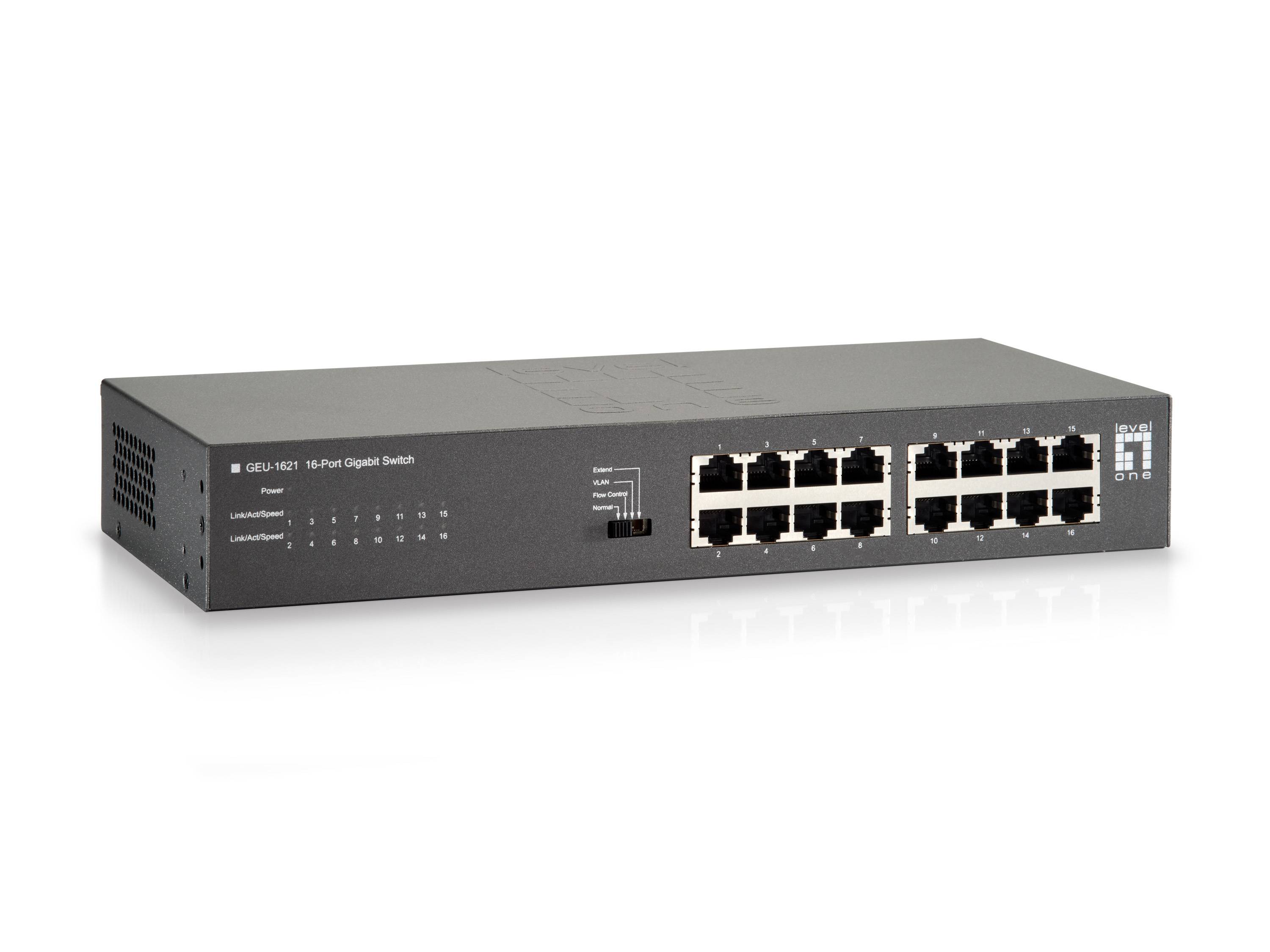 LevelOne GEU-1621 - Switch - unmanaged - 16 x 10/100/1000-1