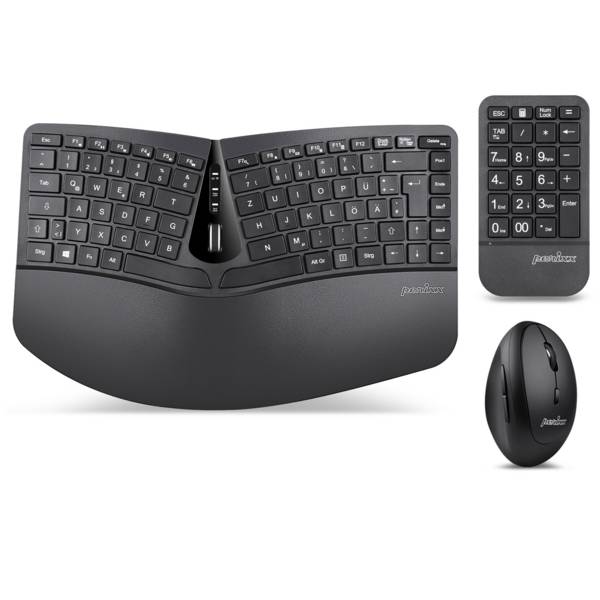 Perixx PERIDUO-606A, Kabellos, RF Wireless, Membran Key Switch, Schwarz, Maus enthalten