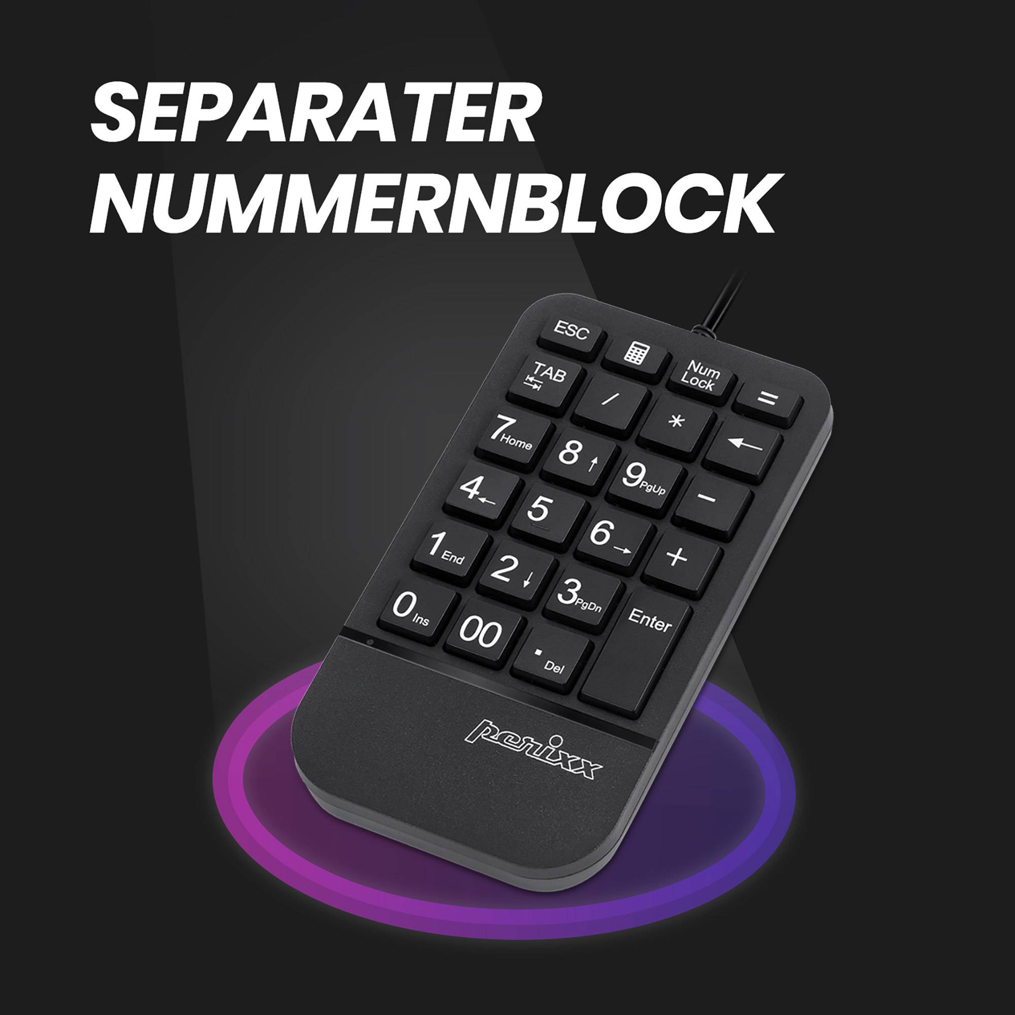 Perixx PERIDUO-606A, Kabellos, RF Wireless, Membran Key Switch, Schwarz, Maus enthalten-3