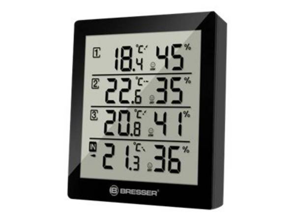 Bresser Optics 7000020CM3000, Elektronisches Umgebungsthermometer, Indoor/Outdoor, Digital, Schwarz, Weiß, Kunststoff,