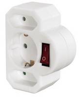 Hama 3fachSteckdosenadapter mit Schalter Multistecker 3-fach 2 Euro/1 Schutzkontakt-Steckdose Weiß-1