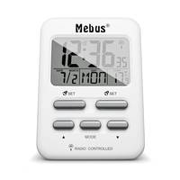 Mebus 25800, Digitaler Wecker, Rechteck, Weiß, 12/24 h, F, °C, Blau-0