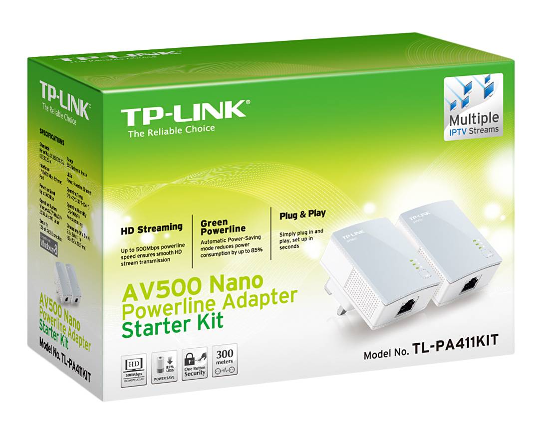 TP-Link TL-PA411KIT AV500 Nano Powerline Adapter Starter Kit - Powerline Adapterkit HomePlug AV (HPAV)-2