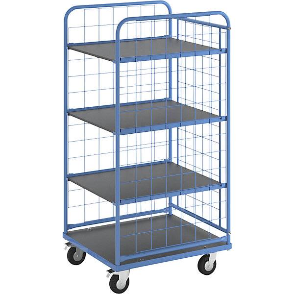 Etagenwagen KOMPAKT Gitterverkleidung 3-seitig Ladefläche 750 x 650 mm mit 3 Etagenböden. TAKKT Industrial &-0