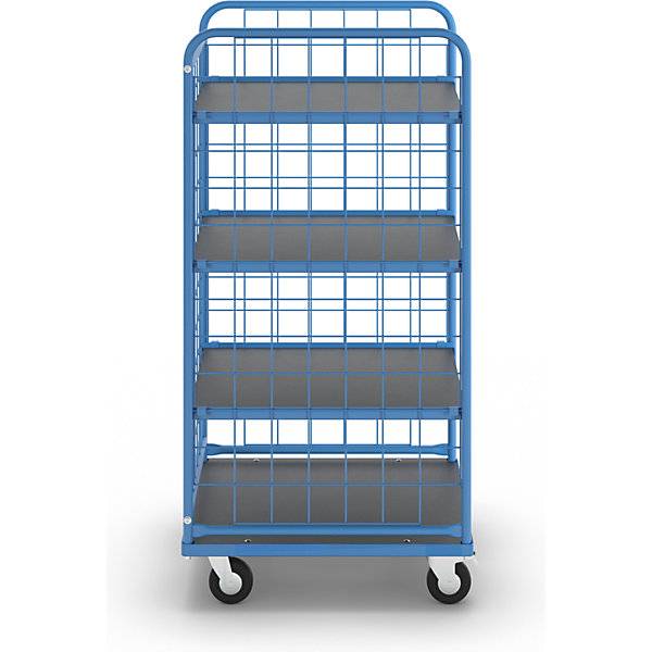 Etagenwagen KOMPAKT Gitterverkleidung 3-seitig Ladefläche 750 x 650 mm mit 3 Etagenböden. TAKKT Industrial &-4