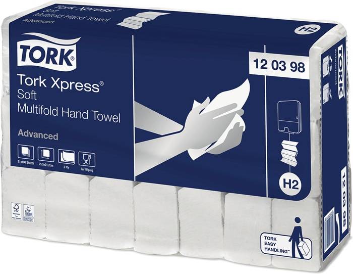 Handtuch Tork Xpress® 120398 2-lagig,Advanced Qual.weiß L.ca.256 mmxB.ca.212mm 3-1