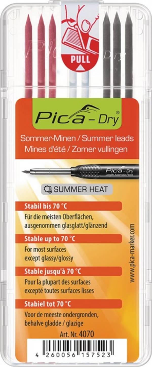 Minenset Pica-Dry 3x graphit,3x rot,2x weiß b.70Grad stabil 8 Minen/Set