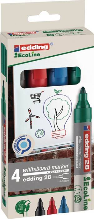 Whiteboardmarkerset 28 EcoLine schwarz/rot/blau/grün Strich-B.1,5-3mm Rundspitze-0