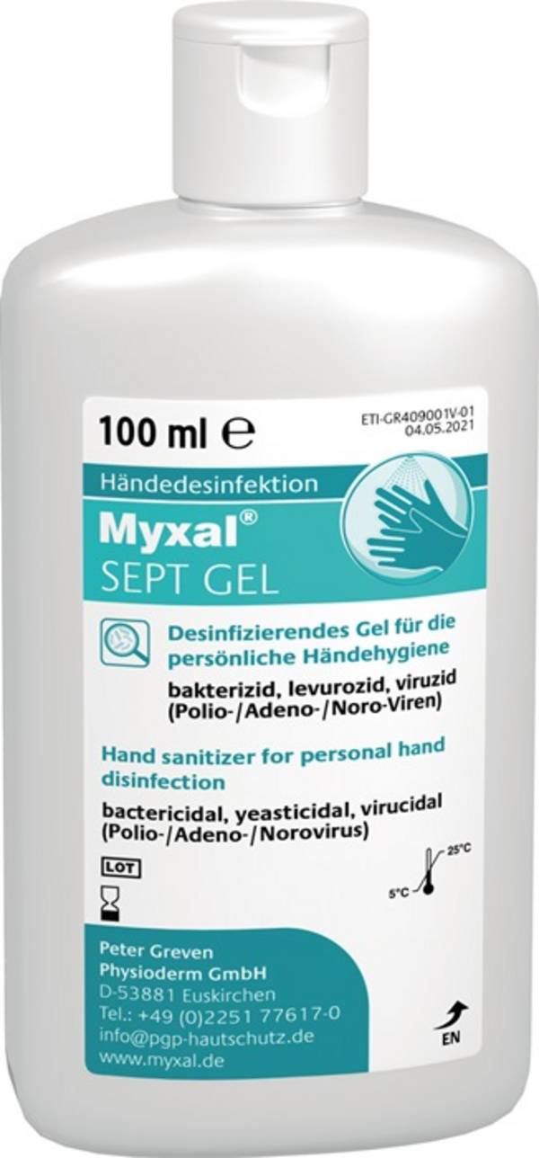Händedesinfektion Myxal Sept Gel, 100 ml Flasche Myxal
