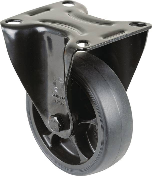 Bockrolle D.100mm Trgf.110kg Gum.Platte L104xB80mm Farbe Rl.schwarz BS ROLLEN