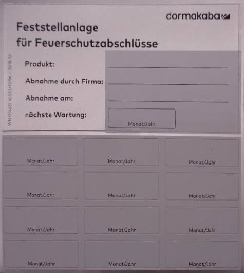 dormakaba Deutschland GmbH Zulassungsetikett zu Feststellanlagen 5661345532-0