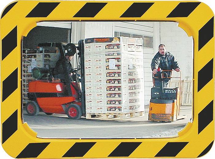 Sicherheits-/Verkehrsspiegel H600xB800mm Kunststoff,gelb/schwarz f.2 Richtungen-0