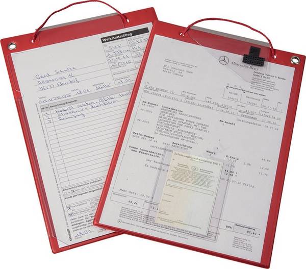 Auftragstasche m.Klettverschluss u.2 Fächer DIN A4 rot VE=10 St.
