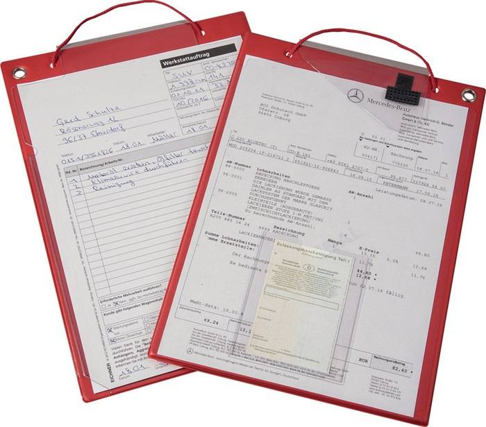Auftragstasche m.Klettverschluss u.2 Fächer DIN A4 rot VE=10 St.-0