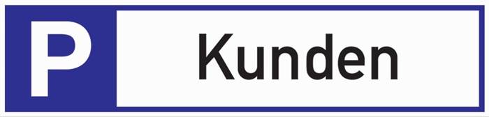 Parkplatzbeschilderung Parkplatz f.Kunden L460xB110mm Alu.weiß/blau/schwarz-0