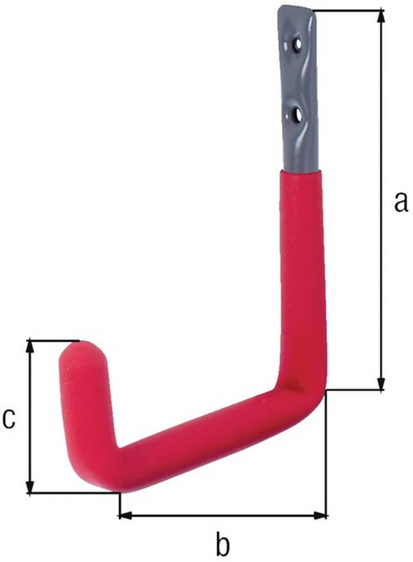 Wandhaken U-Form Rotgummi A.153mm STA roh verz.H.215mm D.12mm GAH