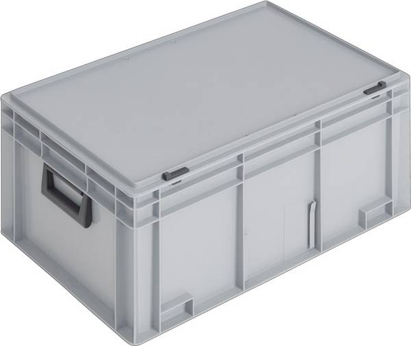 Ku.-Koffer L600xB400xH293mm PP 2 Griffe Schiebeverschluss grau 55l LOCKWEILER