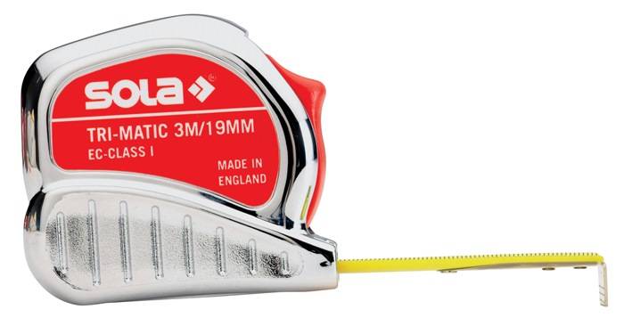 Taschenrollbandmaß TRI-MATIC L.5m B.19mm mm/cm EG I Ku.Stopptaste SOLA-0
