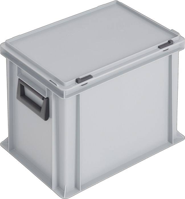 Ku.-Koffer L400xB300xH333mm PP 2 Griffe Schiebeverschluss grau 31l LOCKWEILER-0