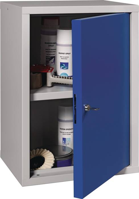 Hängeschrank H600xB400xT300mm Vollblech,1 BD lichtgrau/enzianblau-1