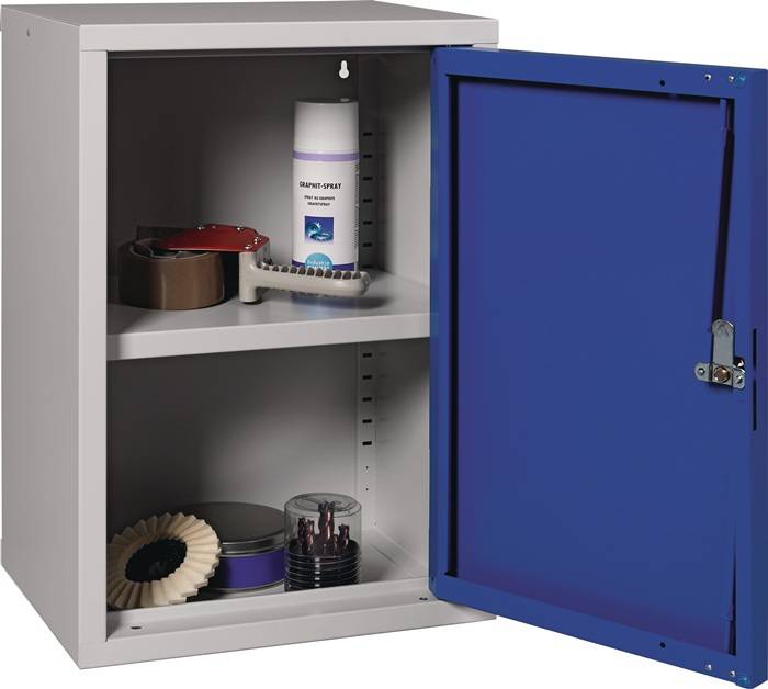 Hängeschrank H600xB400xT300mm Vollblech,1 BD lichtgrau/enzianblau-2