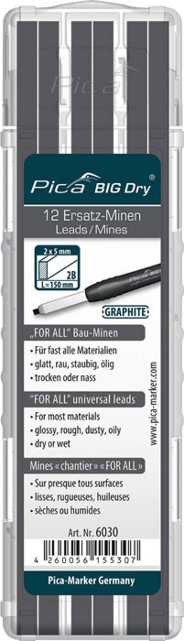 Minen-Set für Zimmermanns-Bleistift BIG Dry FORALL Bau Bau Graphit Pica - Artikel: 4260056155307