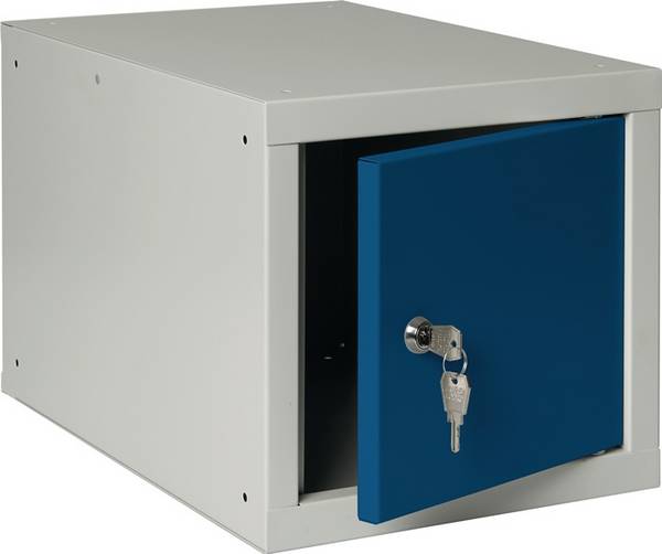 Schließfachschrank lichtgrau/enzianblau H450xB450xT450mm 1 Abt.