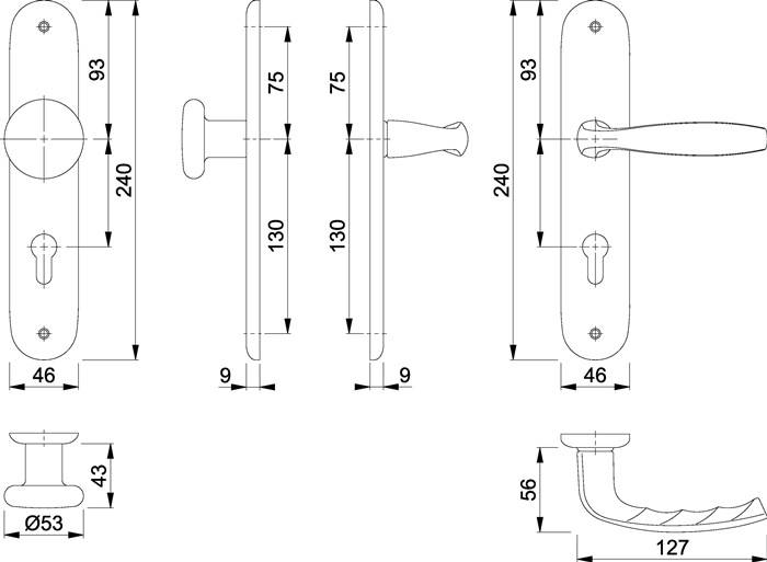 Langschildgarnitur NY 53/273P/1810 Alu.F1 PZ 72mm DIN L/R HOPPE-1