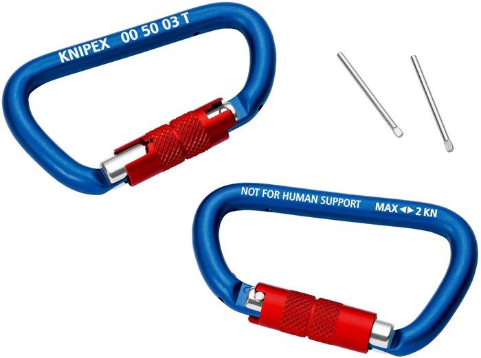 Materialkarabiner L.81mm m.Schraubverschluss blau besch.KNIPEX-0
