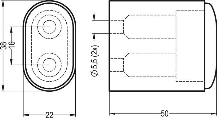 Wandtürpuffer 4700/4702/4704 Alu.schwarz ku.-besch.L.50mm HERMETA-1